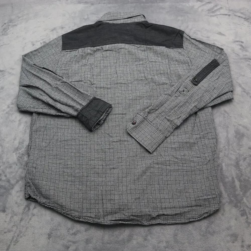 Sean John Shirt Mens L Gray Black Long Sleeve Button Up Street Dress Work Office